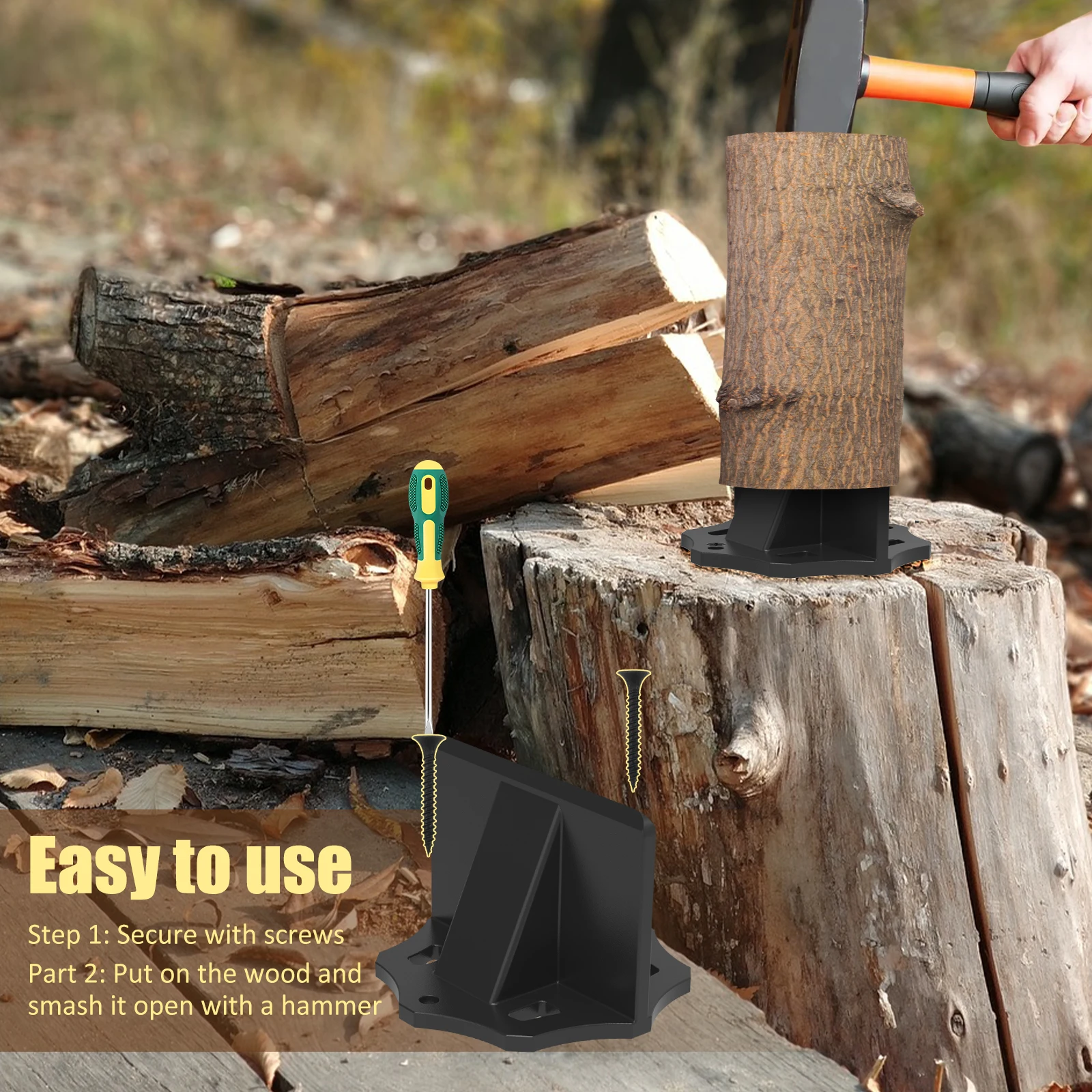 Kindling Splitter Sturdy Carbon Steel Log Wood Splitter Portable Wood Splitter Tool with Cloth Bag Manual Splitter for Home 2025