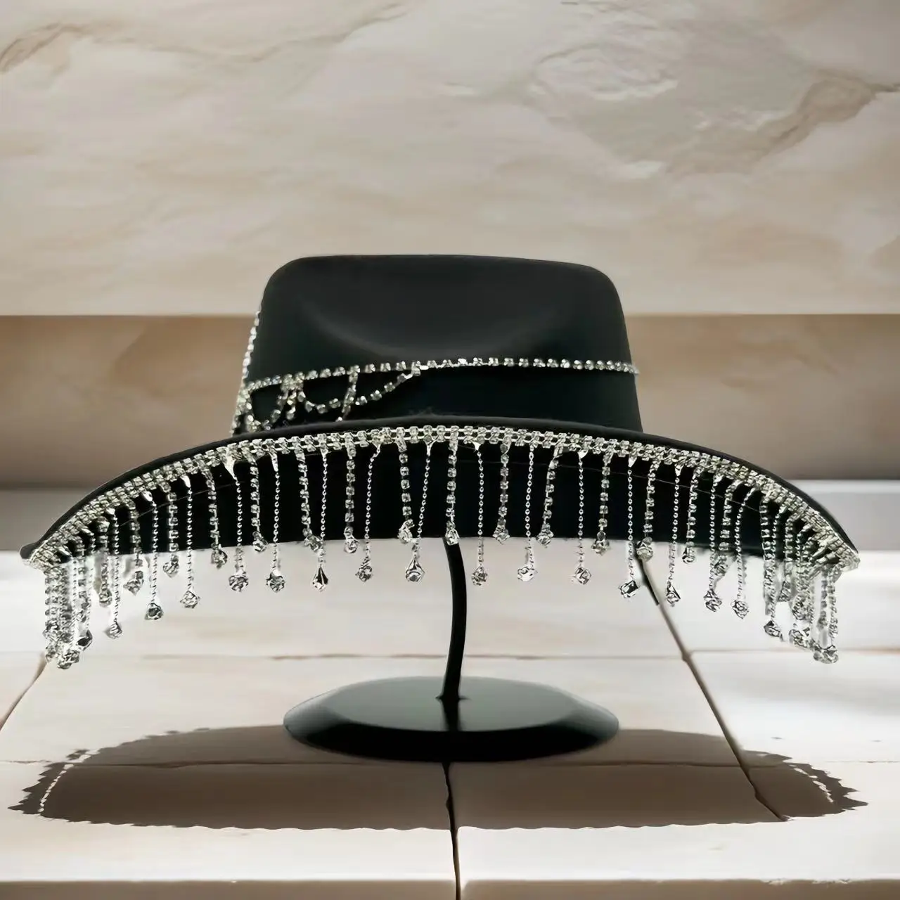 홍루안 서부 카우보이 모자 라인스톤 남성용 - 빈티지 카우보이 액세서리 및 여성용 컨트리 카우걸 모자