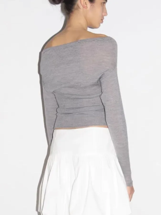 

Slim Fit ort Knitted oulder Bared Long Sve One oulder Neline Summer Top for Women Breathable Moisture ng