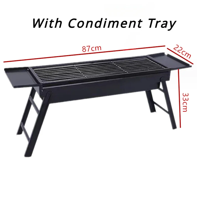 60cm Foldable Barbecue Grill Outside Easily Assembled Courtyard Summer Beach Party Charcoal Roast Machine WIth Condiment Tray