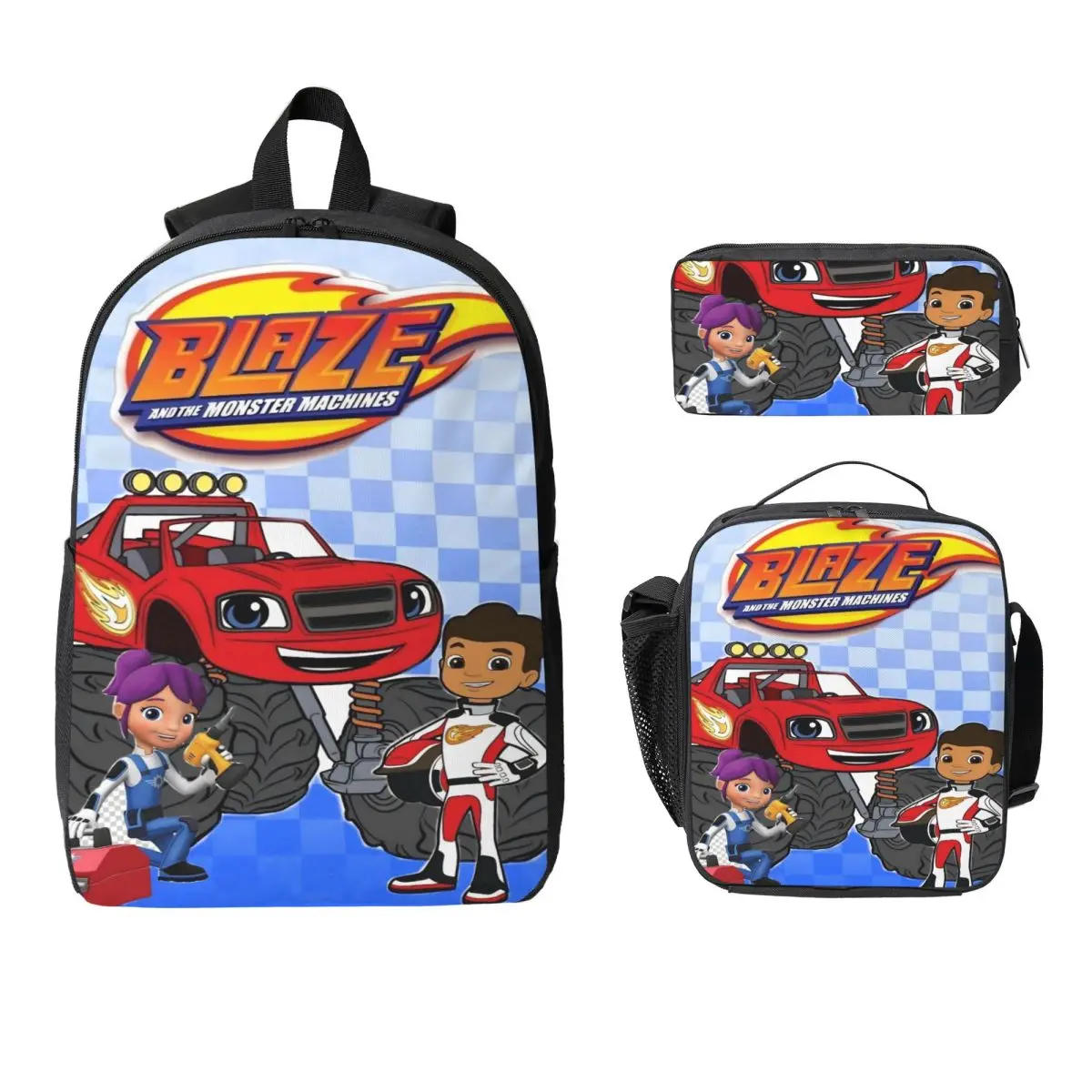 3Pcs Blaze And The Monster Machines School bags Set for Children Pencil Boxes Backpack Sets with Lunch Box For School Knapsack