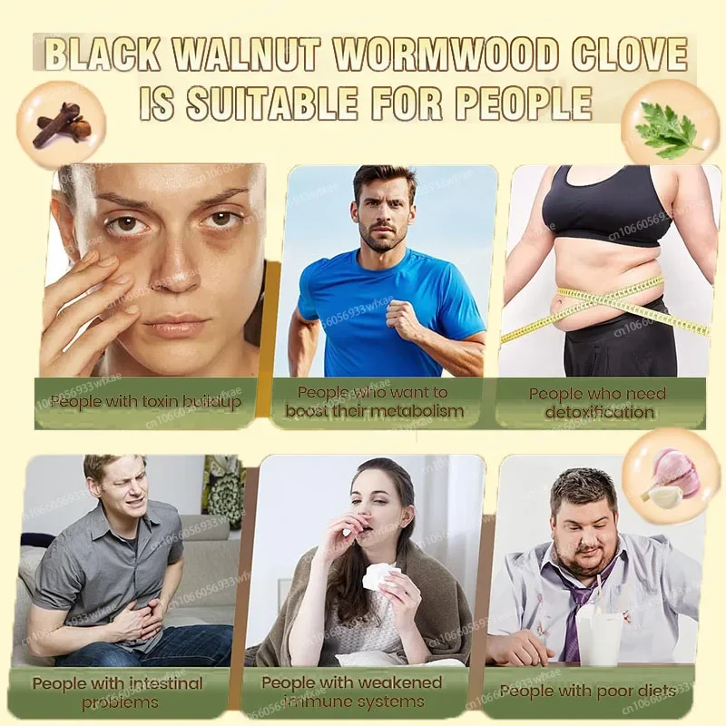 Wormwood Capsules with Black Walnut for Healthy Digestion & Intestinal Support,Help Enzyme Activity and Intestinal Movement