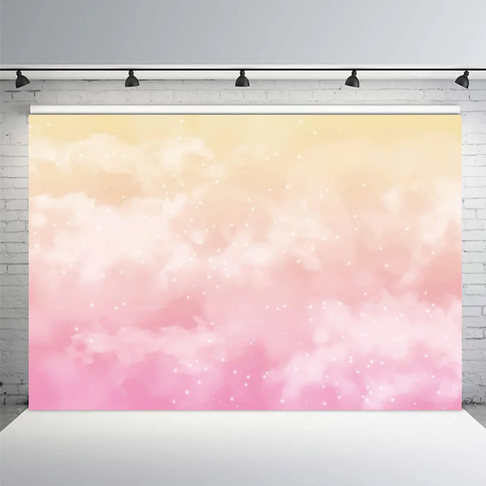 Colorful Sky Rainbow Cloud Backdrop Glitter Stars Sky Magical Background for Children Girls Birthday Party Sweet Wedding Decor