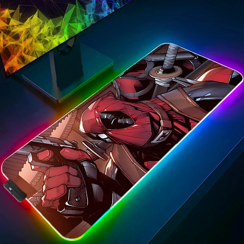

RGB светодиодный коврик для мыши, настольный коврик, игровой коврик в стиле аниме, игровой коврик для мыши D-deadpool, скоростной компьютерный и офисный геймерский шкаф, коврик для клавиатуры