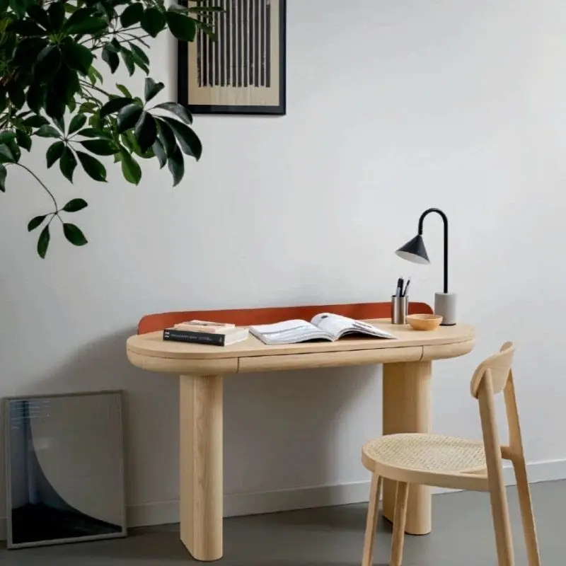 Black oak painted desk household computer desk student writing desk small apartment simple integrated  against the wall