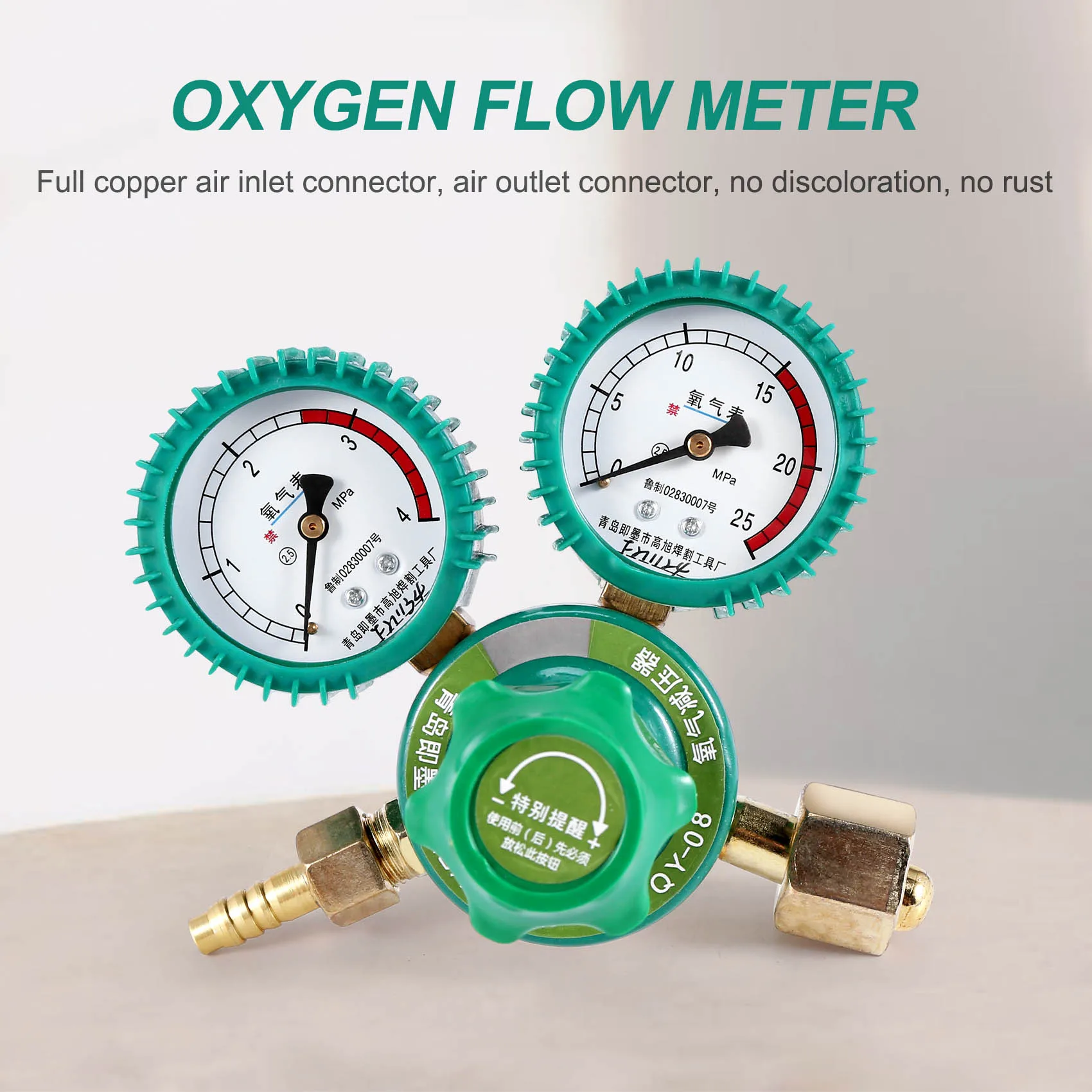 DTA6 Oxygen Gas Bottle Regulator, O2 Reducing Pressure Inhaler, Acetylene Double Gauge Regulator, Oxygen Tank Regulator Welding