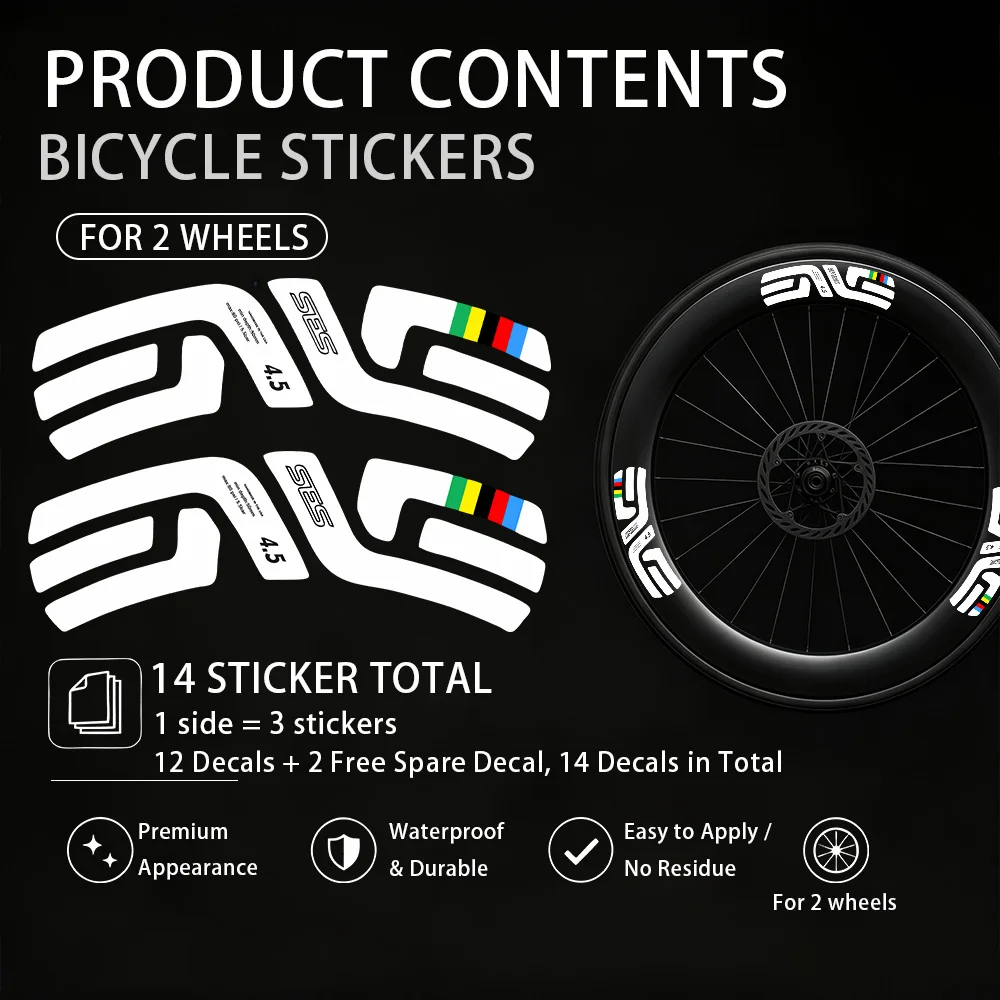 14pcs/Set Road Bike Rim Decals Waterproof UV Resistant Vinyl Bicycle Wheel Decor Decals