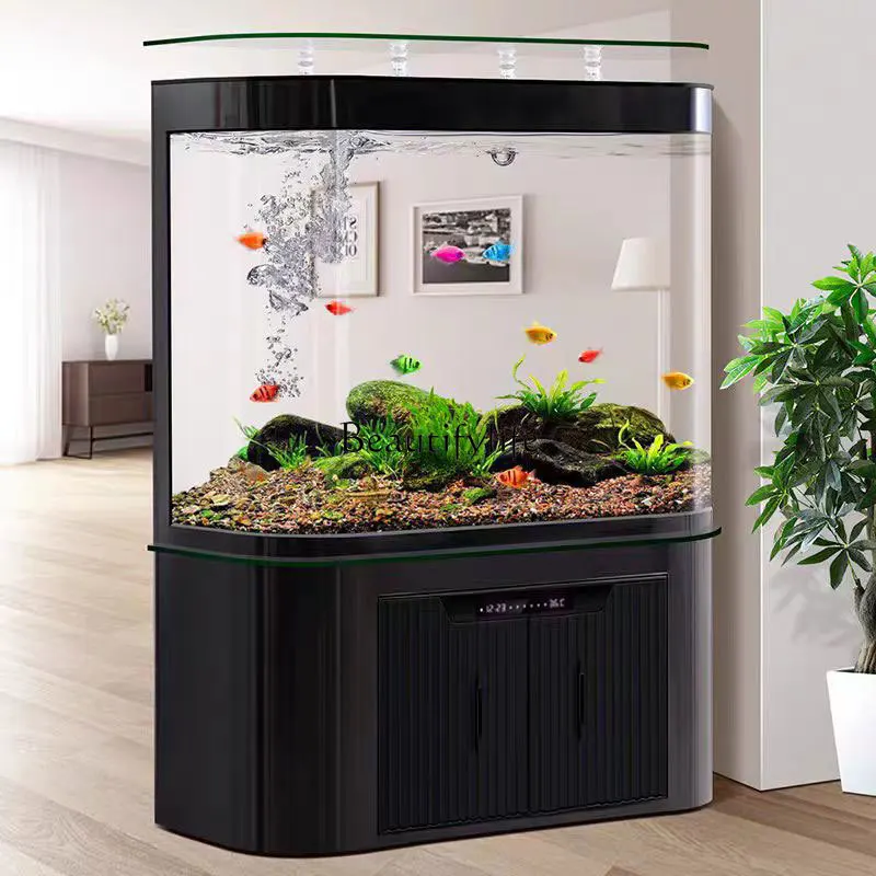 Living room, large bottom filter, floor-to-ceiling self-circulation ecological aquarium, no water change