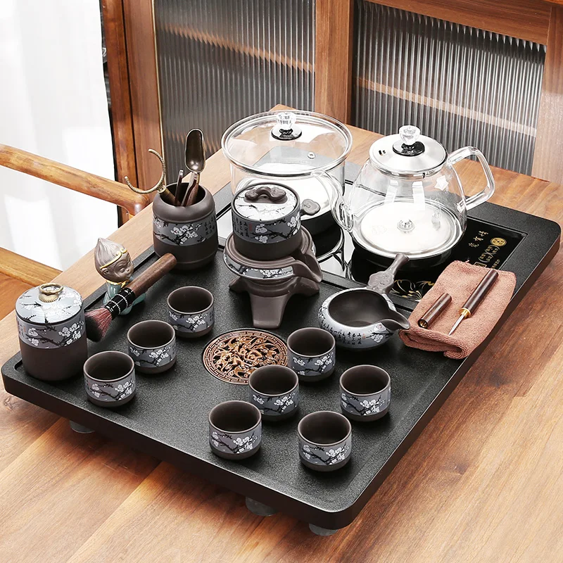 Bottom Water Kettle Integrated Small Tea Tray Automatic Purple Sand Tea Set Household Living Room Kung Fu Tea Table 6