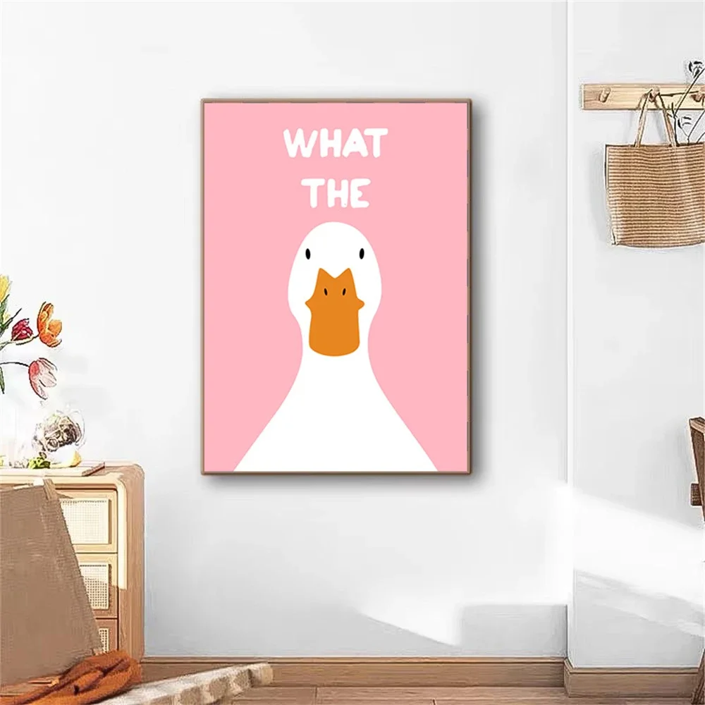 

Cute Funny Animal Art Prints What The Duck Canvas Painting Modern Nordic Wall Art Poster Bathroom Bedroom Dorm Living Room Decor
