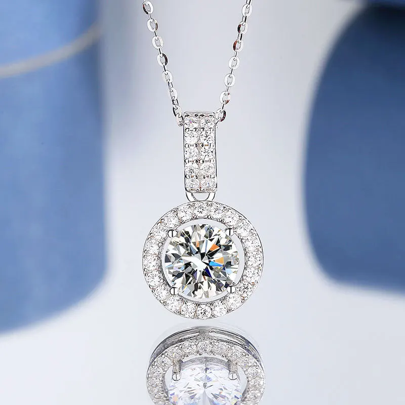 1-10ct Moissanite Tennis Necklace for Woman Wedding Jewely with Certificate 925 Sterling Sliver Plated 18k White Gold Necklace 3
