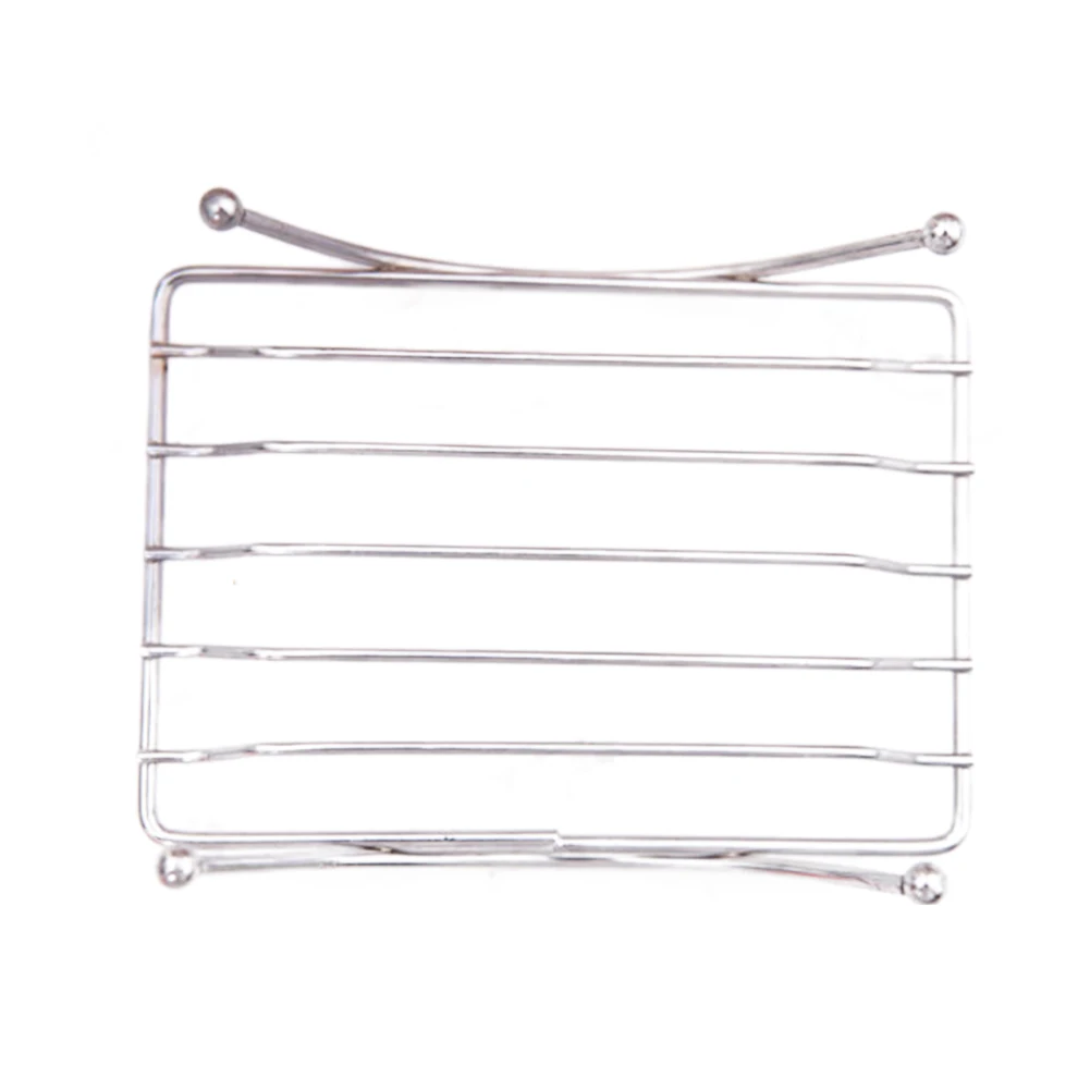 Stainless Steel Soap Dish Shelf Holder Drain Rack Rectangle Shaped Rust-resistant Saver Basket Bathroom Toilet Organizer