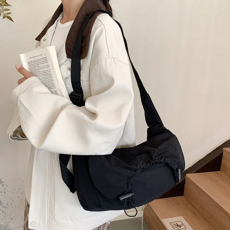 Summer Solid Color Nylon Large Capacity Shoulder Bag Hot Sale Concise Bags for Women Durable Casual Versatile Crossbody Bags