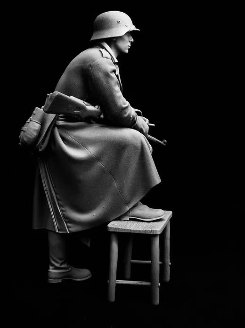 Maßstab 1:16, 120 mm Druckguss-Harzfigur, Modellbausatz, WWII, deutsche Wehrmacht (2 Köpfe), Miniaturspielzeug, unmontiert, unbemalt, DIY-Diorama