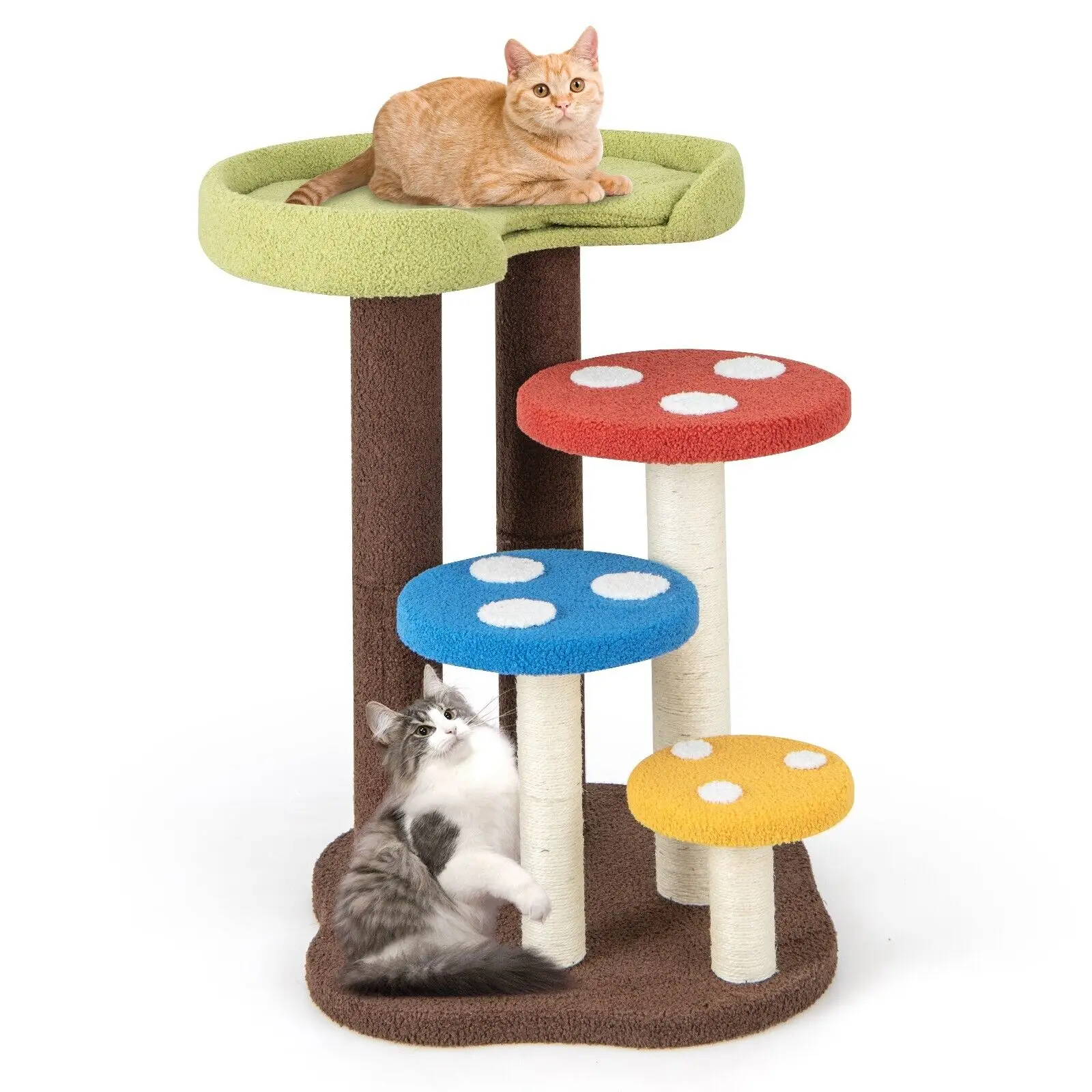 DORTALA 3-In-1 Cat Tree 5-Tier Cat Tower Indoor Mushroom Kitten Activity Center