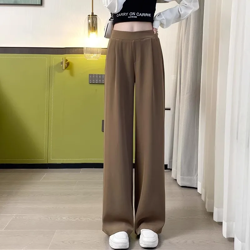 Casual Pants Woman High Sense Pendant Black Suit Wide Leg High Waist Straight Leg Loose Women's Pants Comfort Commuting Office