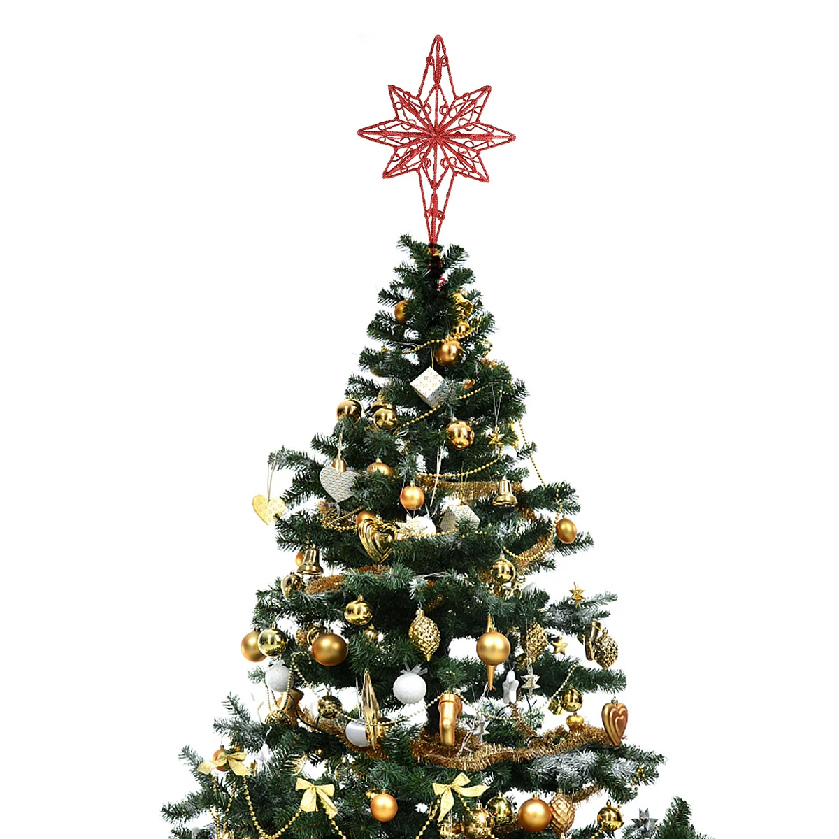 

Star Tree Topper Anise Metal Golden Red 16x30cm Christmas Festival Decoration Tree Party Home Metal Star Festival Treetop