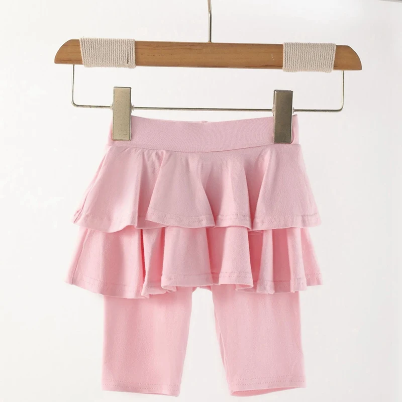 New Girls Shorts Solid Cotton Comfortable Leggings Skirt Shorts Children Outing Versatile Elastic Waist Five-Point Trouser 4-12Y