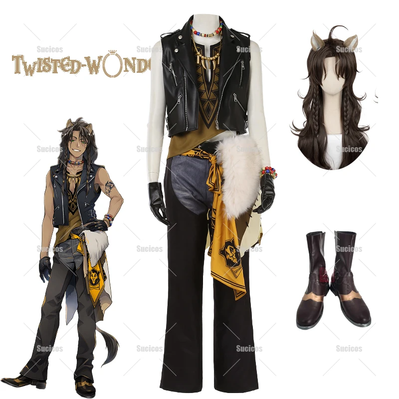 

Костюм для косплея Leona Kingscholar из аниме Twisted Wonderland Savanaclaw, парик, нарядные костюмы для женщин и мужчин, обувь для ролевых игр на Хэллоуин