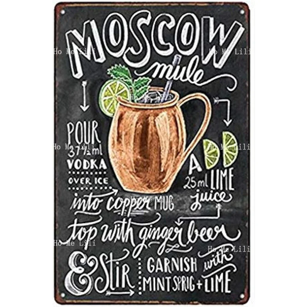 Moscow Mule Classic Cocktail Recipes Beautiful Bikini Girl In A Served Here Vintage Metal Tin Signs Wall Decoration