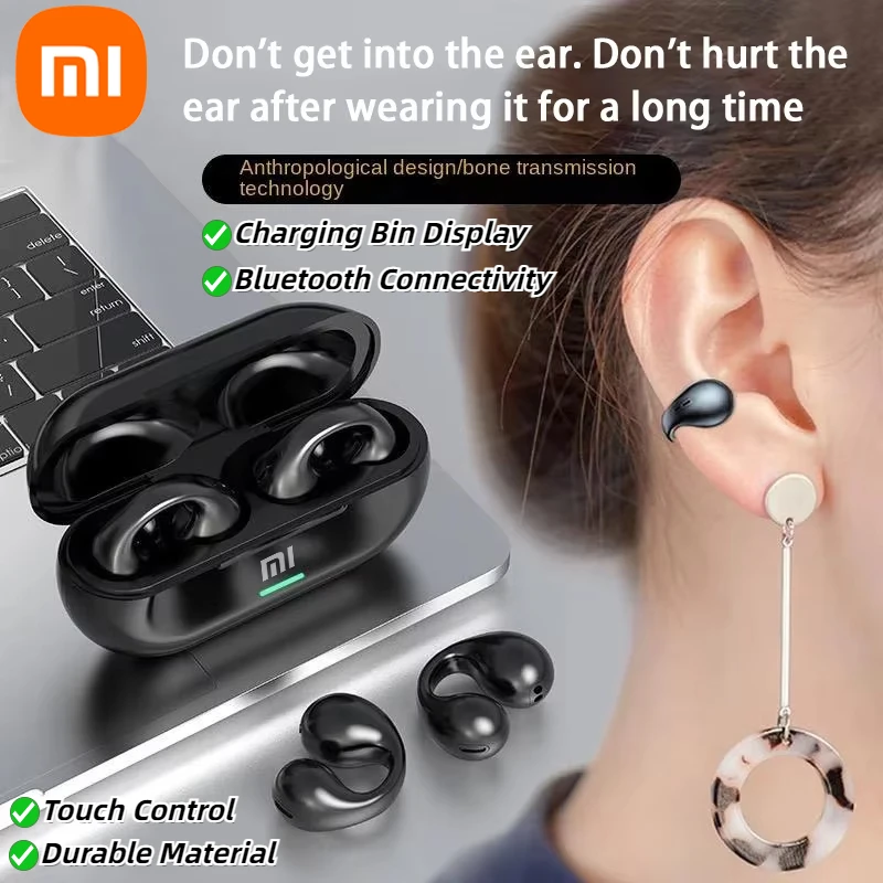 Xiaomi Ohr-Clip Bluetooth-kompatibel Kopfhörer Knochen Leitung Drahtlose Ohrhörer 3D Surround Stereo Bass Sport Headset