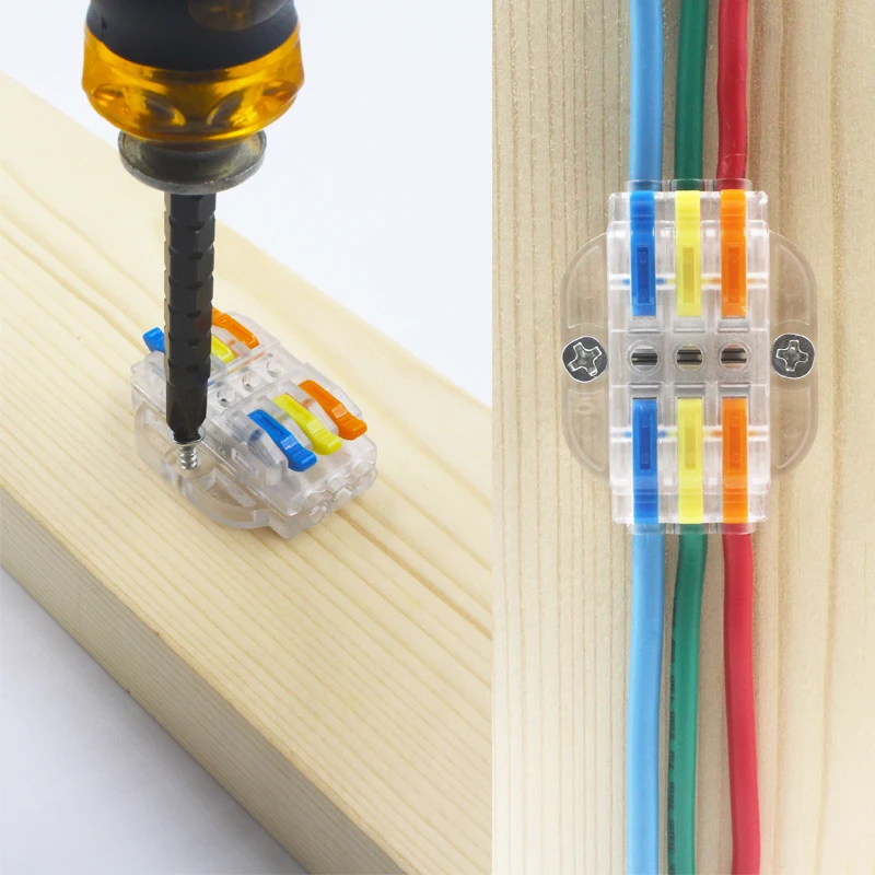 Fast Wire Connector Terminal Screw Fixed 0.08-4.0mm Can Be Used for 2-12 Bit Lines with Color Transparent Terminal