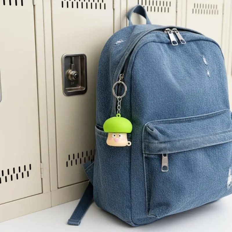 1Pcs Mini Abstract Mushroom Button Keychain Stress Relief Clicker Pendant Decompression Keyring Backpack Hanging Decoration