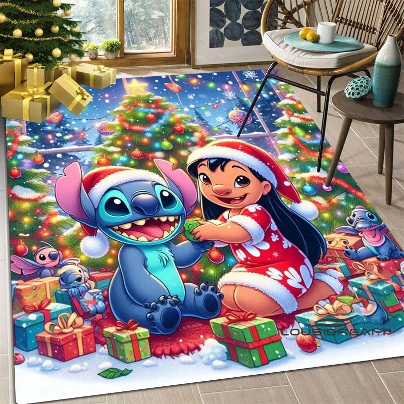 2025 New Christmas Disney Lilo & Stitch Carpet Home Decoration Non-slip Carpet Bedroom Bedside Living Baby Crawling Mat