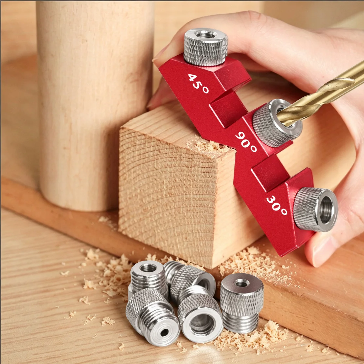 3 in 1 Pocket Hole Jig for Woodworking, 30° 45° 90° Drilling Guide, Precision Drill Guide Fixture with Replaceable Bushings