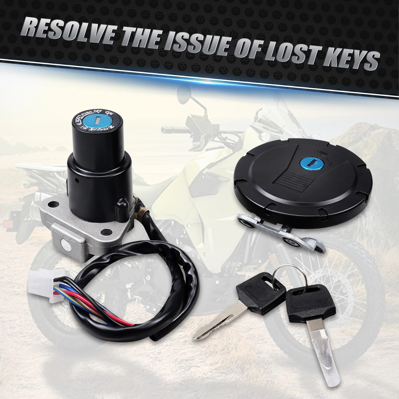 

For Kawasaki KLR650 1987-2007 Motorcycle Ignition Switch Fuel Gas Cap Cover Lock Key Set KLR 650 klr650 2003 2004 2005 2006 2007