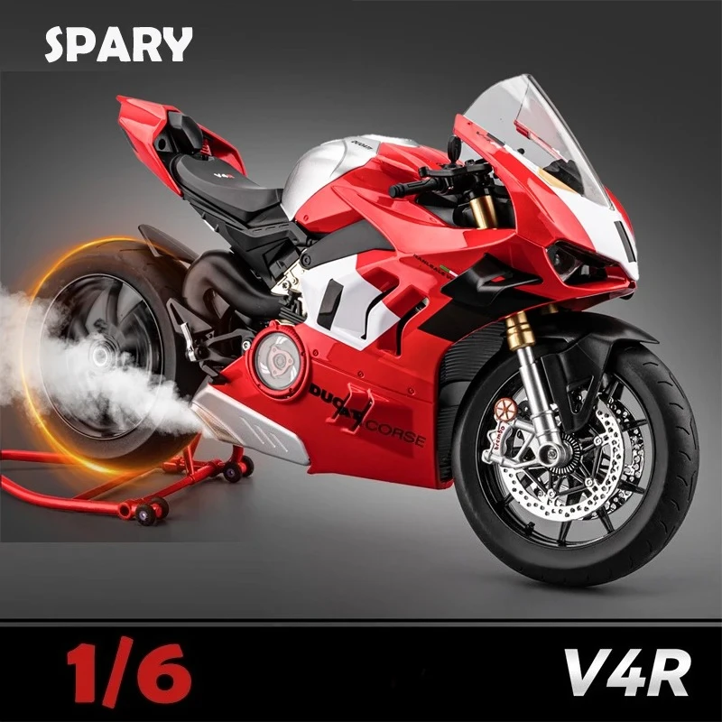 โมเดลรถมอเตอร์ไซค์ Ducati V4S สเปรย์อัลลอยด์ 1:6 ของสะสม รถมอเตอร์ไซค์ไดแคสต์ ของขวัญสำหรับแฟน รถจิ๋ว ของตกแต่งบ้าน