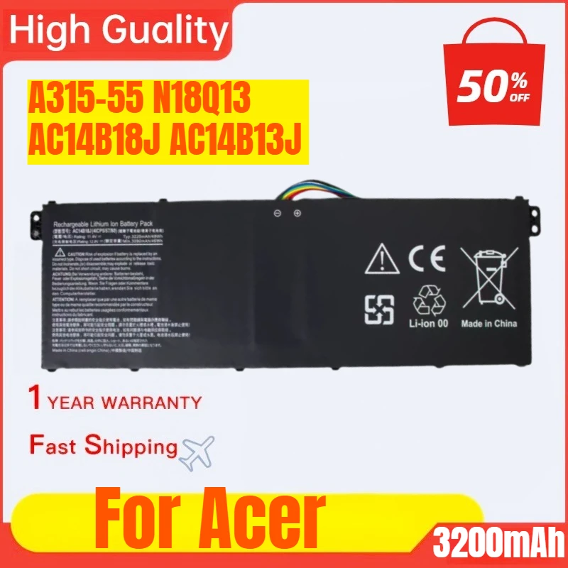 For Acer A315-55 N18Q13 AC14B18J AC14B13J Laptop  Battery High Capacity Battery High Quality Replacement Battery