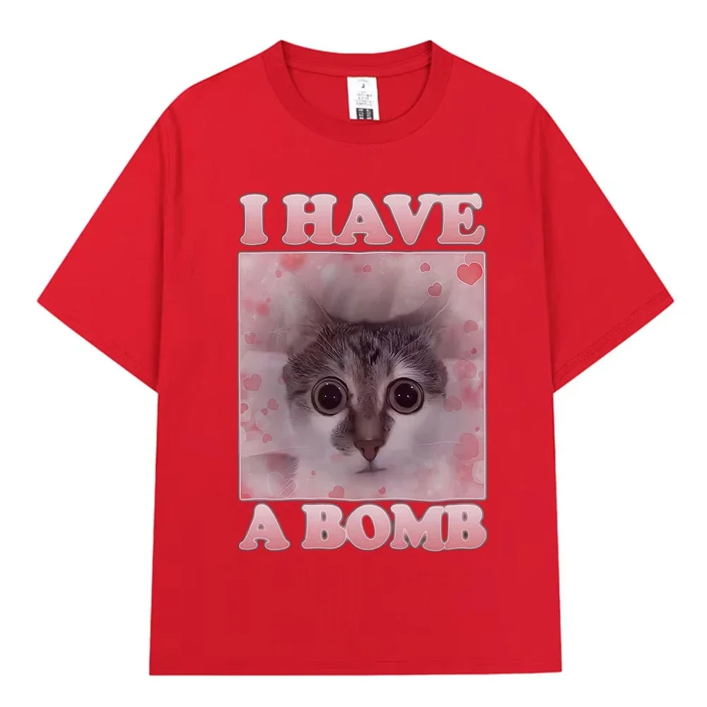 Ik heb een bom Grappige kat Meme T-shirts Dameskleding Mode T-shirt met korte mouwen Casual oversized T-shirt Streetwear