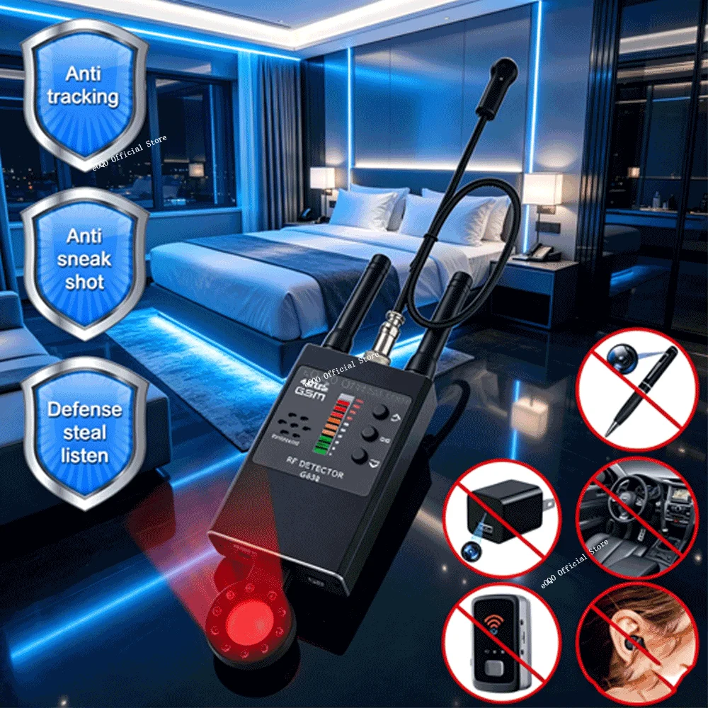 

Three Antennas Anti Spy Wireless RF Signal Detector Bug GSM GPS Tracker Hidden Camera Eavesdropping Device Scanner Professional