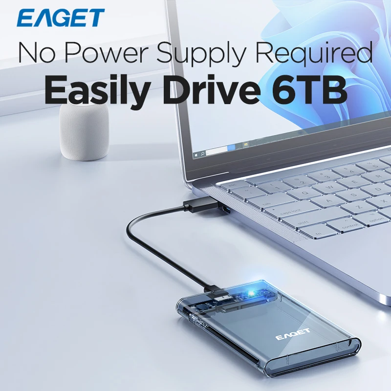 Eaget 5Gbps 2.5 "صندوق القرص الصلب الخارجي SATA إلى USB C 3.2 Gen 1 HD حاوية القرص الصلب الخارجي للكمبيوتر الشخصي E16