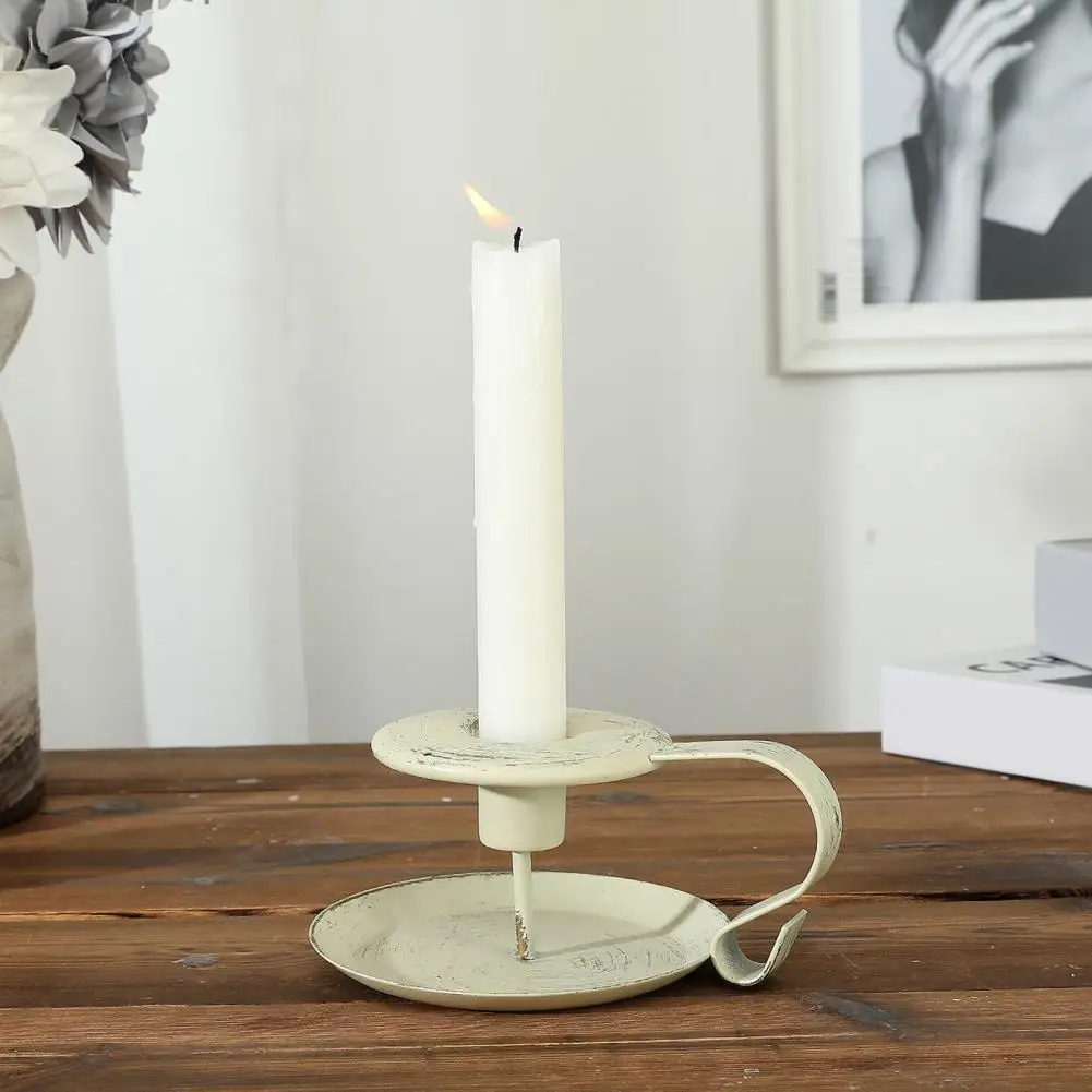 Iron Art Candle Holder Taper Candle Holder Vintage Metal Candlestick Set with Handle for Home Decor Wedding Party Table