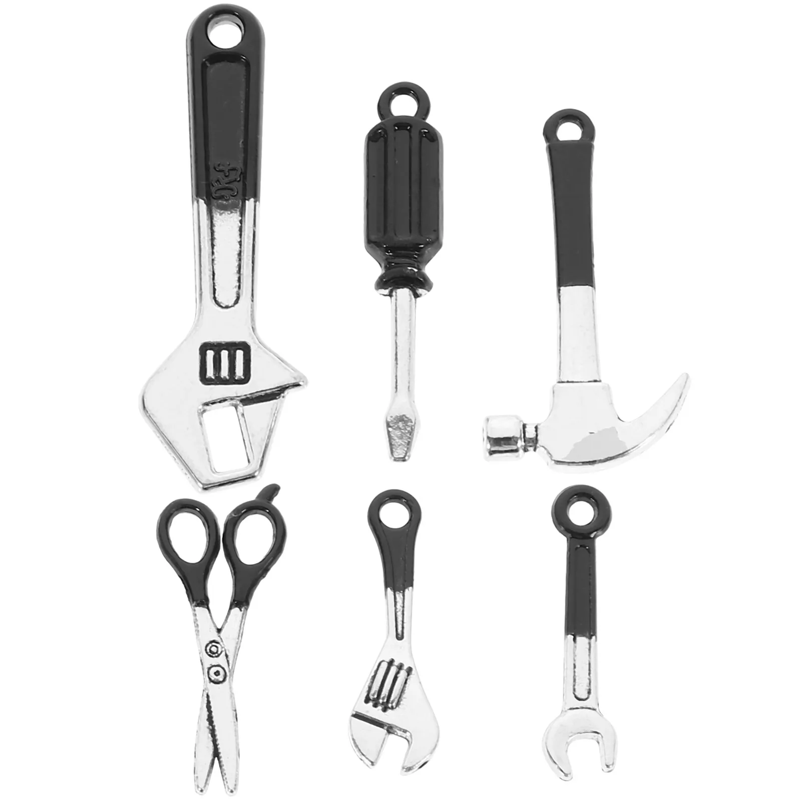 Set di strumenti in miniatura Mini chiave a martello nera Puntelli decorativi per la fotografia Mini scene Giocattoli da costruzione Accessori finta di giocare