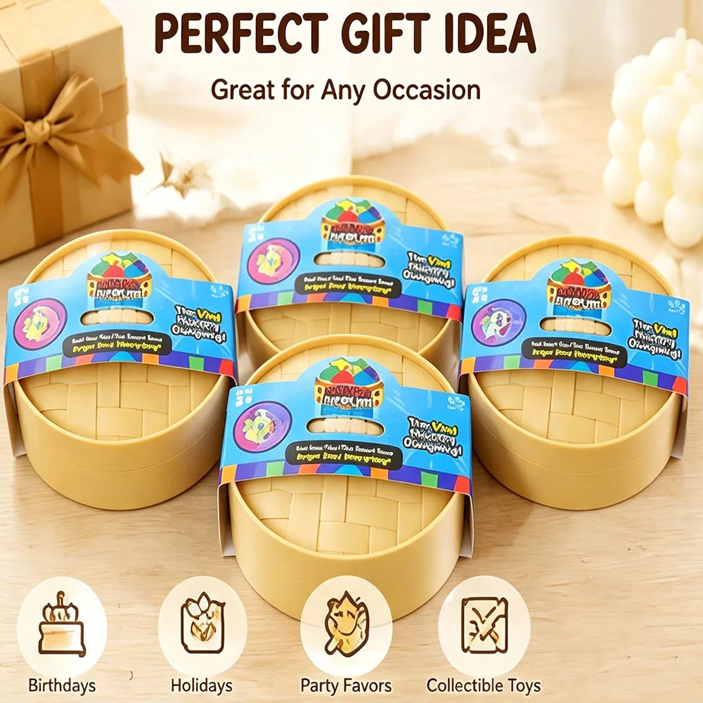 Realistic Fake Food Prank Gag Gift 5Pcs Surprise Blind Box Colorful Steamed Bun Dim Sum Tactile Squeeze Prop Trendy Desk Decor view 6
