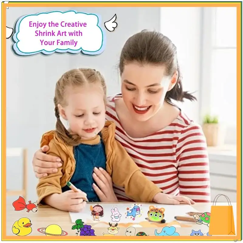 L53A-160Pcs Shrink Plastic Sheets Kit,7.9 X 5.7 Inch Shrink Paper Sheets And Keychains Making Accessories For Kids DIY Craft