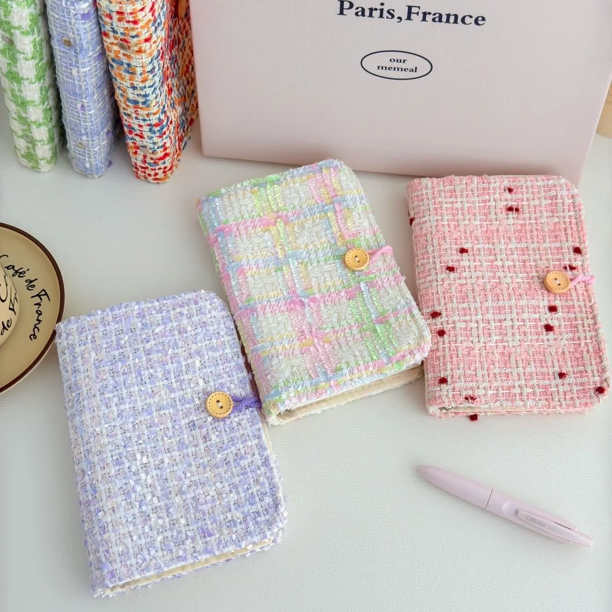 Ins A7 Binder Soft Weaving Notebook Grid Blank Diary Cute Girl Portable Office Notepad Plan Book Mini Pocket Handbook stationery