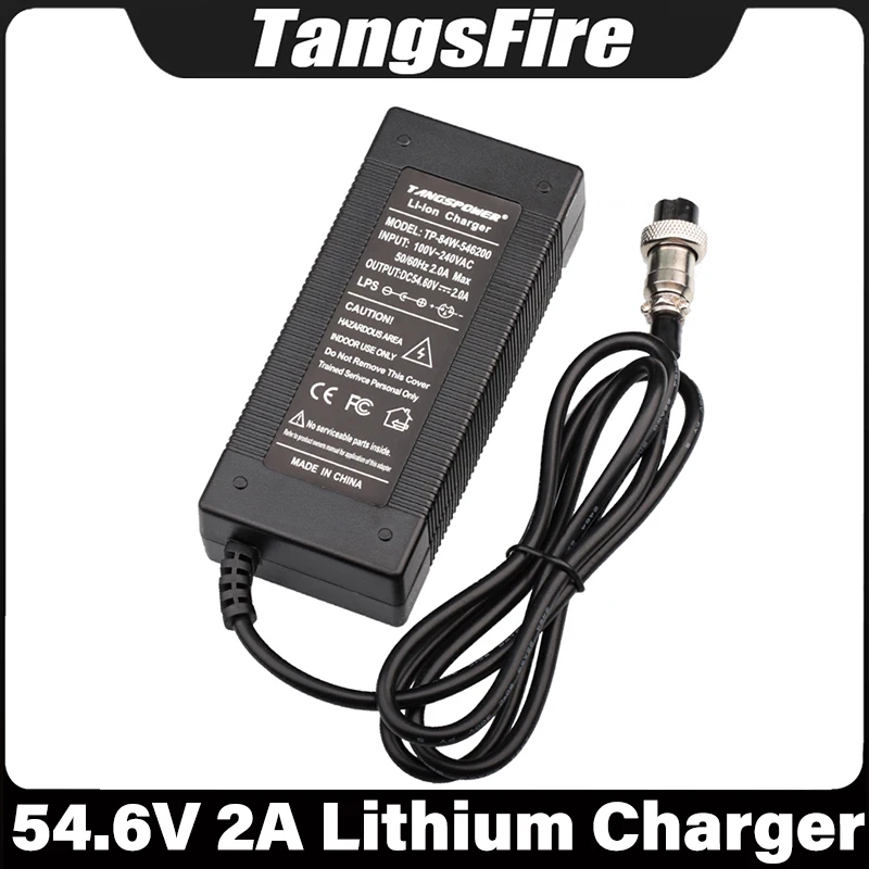 54.6V 2A 18650 Li-ion Battery Charger 13Series For 48V Electric Bicycle Lithium Battery Pack Charger GX16 High Quality Adapter