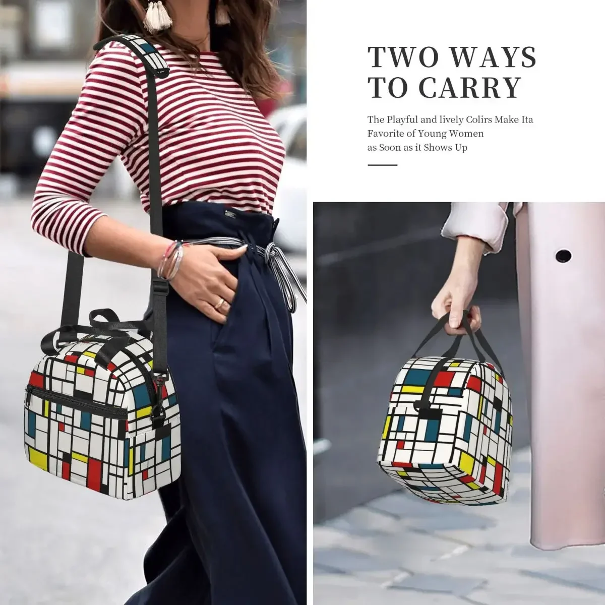 

Piet Mondrian De Stijl Box Leakproof Lunch Tote Picnic Bags Thermal Bag for Woman Work
