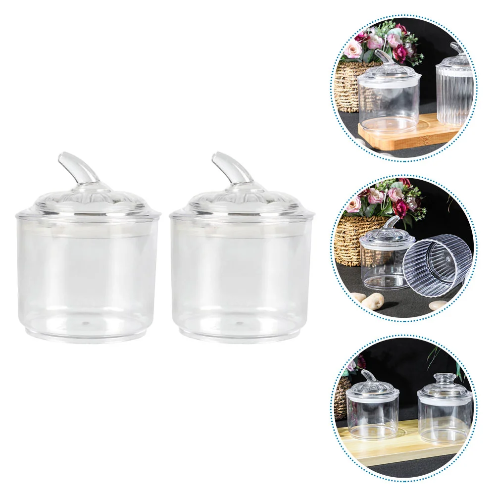 

2 Pcs Sealed Jar Airtight Canister Tea Bottle Cereal Food Storage Containers Transparent Jars Lidded Cans