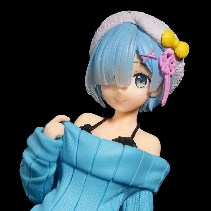 22cm Re:Life in A Different World From Zero Figure Pink Purple Rem Sweater Kawaii Girl Action Figurines Figura Model Toy Gift