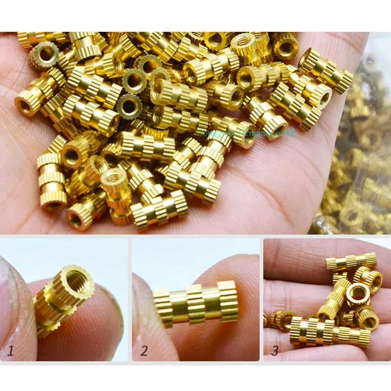 M1-M8 Brass Insert Nut – Hot Melt Nutsert Knurled Embedded Copper Nut for Plastic (M5x7x7, 1000pcs/pack)