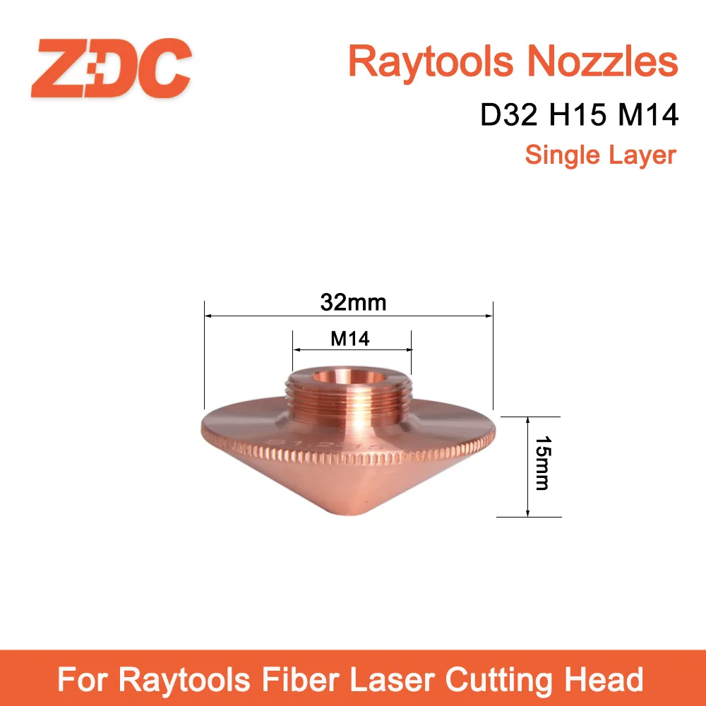 Imagem -03 - Original Raytools Bocal Único Camadas Duplas 10 Peças Lote Dia.32 mm H15 M14 Calibre 0.85.0 para Fibra Laser Nozlle Cabeça de Corte