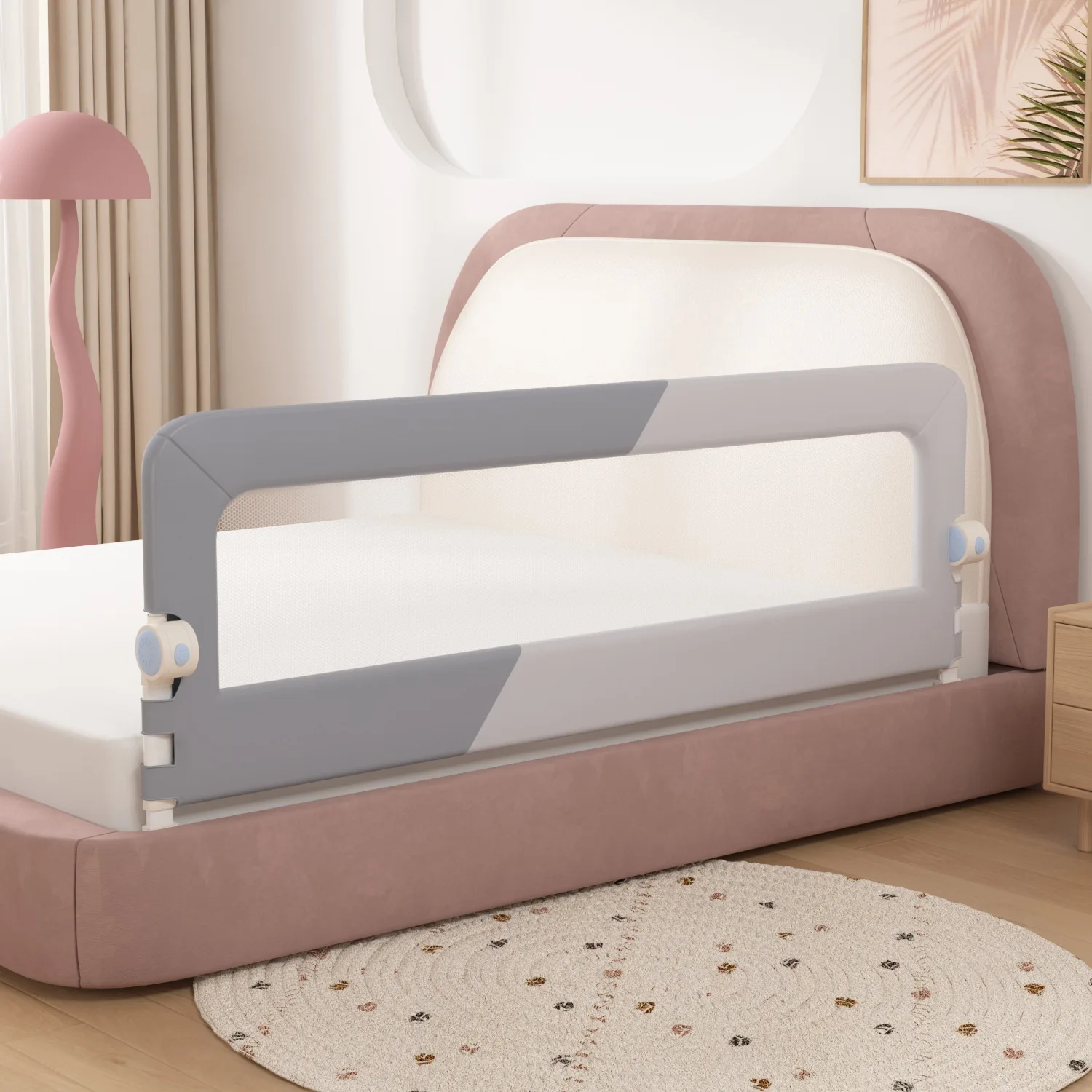 120cm Baby Safety Bed Guardrail Railing Baby Safety Bed Barrier Protective Bed Rail Guard for Kid Bumpers for Bed Fence (47inch)