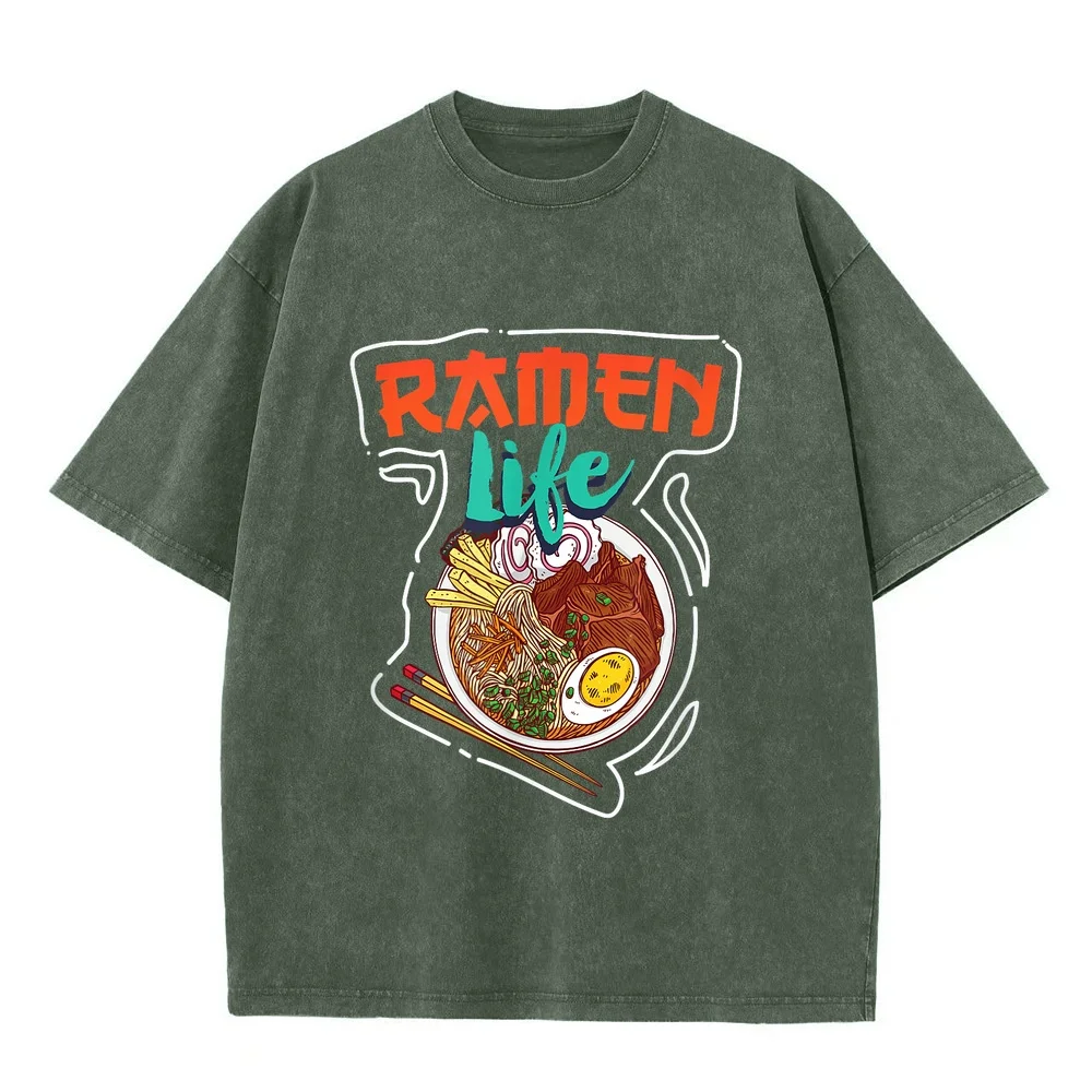 Ramen Lif Funny Anime Egg Gift Fun T-Shirt Vestiti Tops Men Cotton Top Print Multi Color Tee Short Sleeve Graphic Humor Shirt T