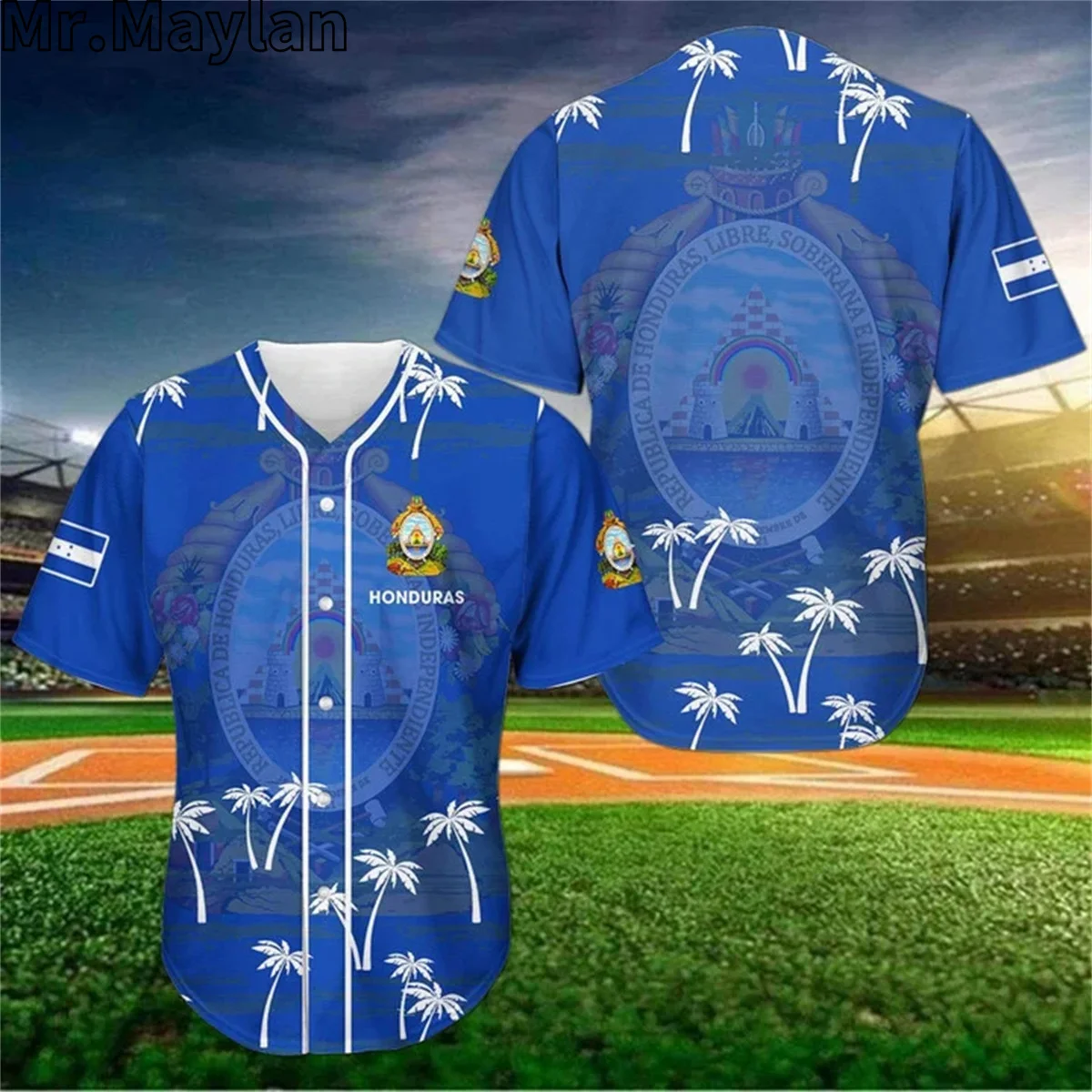 Camisa de futebol espanhol masculina, nome personalizado, azul marinho flamejante, impresso em 3D, camisas de verão, tops masculinos, streetwear extragrande