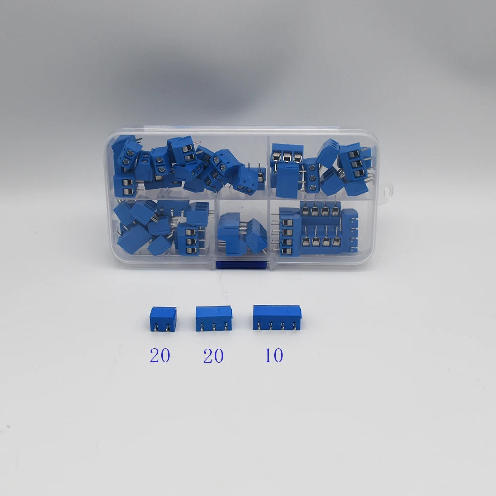 50 Pcs/BOX Pitch 5.0mm Straight Pin 2P 3P Screw PCB Terminal Block Connector 10A 300V 24-18AWG